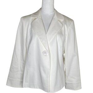 NYP Cotton Blend Women's Cotton Blazer White Double Vent Plus Size 16